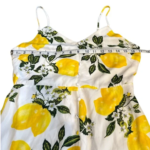 Lulus - Afternoon Air Yellow Lemon Print High-Low Midi Dress - Size M - Picture 9 of 13